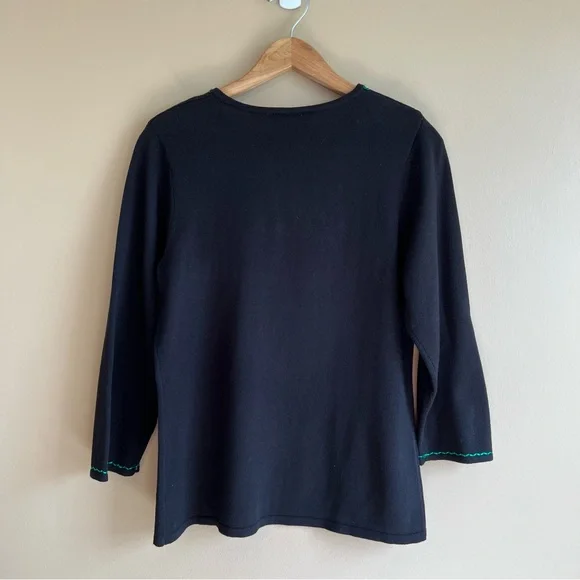 Linea by Louis Dell'Olio floral Embroidered Black Top size small - Picture 4 of 4